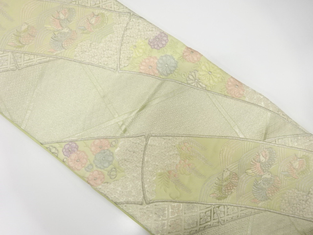 JAPANESE KIMONO / ANTIQUE FUKURO OBI / SILK / WOVEN BAMBOO